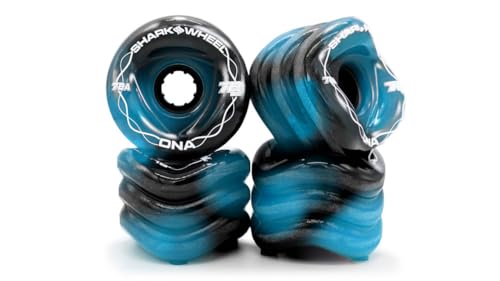 Shark Wheel 72mm 78a Longboard Cruising Wheels, DNA Formula, Set of 4 Wheels (Black/Blue Swirl 72mm)