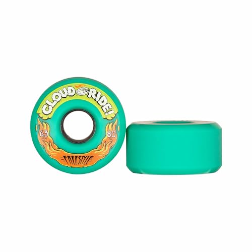 Cloud Ride Freestyle Longboard Wheels - 63mm 80A for Smooth Sliding, Freestyle Tricks, and Cruising - Durable and Versatile Design