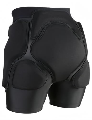 3D Protection Padded Shorts, Hip Butt Tailbone Crash Pad Pants, Impact Protective Gear for Figure Skating Snowboarding Ski Roller Skateboard (Black, Medium)