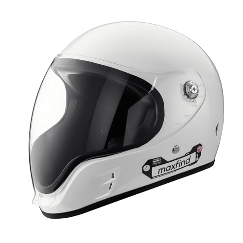 Maxfind Cyber Helmet Fiberglass Full Face Helmet for Electric Skateboards, Onewheel, Downhill Longboarding & Mountain Bike, Ultra-Lightweight 900g (White, M(57-58cm))