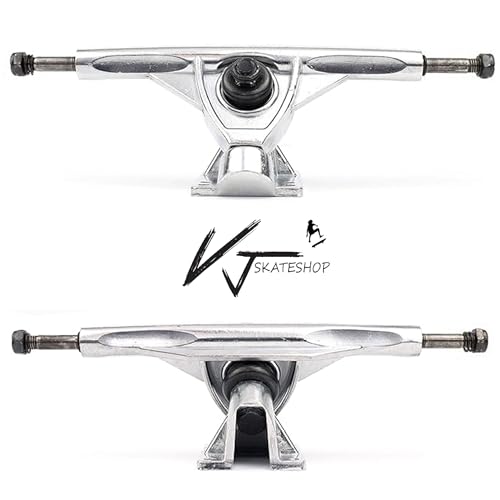 VJ Longboard Skateboard Trucks, 7inch 178mm, 50º Bases, Reverse Kingpin for Downhill, Pintail and Freeride (Set of 2), Silver