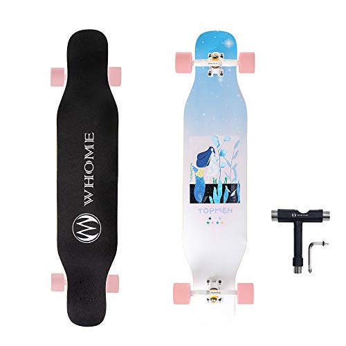 WHOME Longboard - 42 Inch Long Boards for Adults/Teenagers Girls/Kids Beginner/Pro Freestyle Dancing Longboards Skateboard with T-Tool