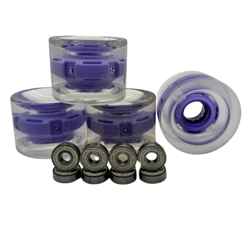 GHOST BOARDS 70mm LED Longboard Wheels - Light Up Wheels for Longboards with ABEC-7 Bearings for Smooth Ride- Bright Skate Wheels Grip Any Surface- Raise Your Ride with Flashy Skate Wheels - Purple