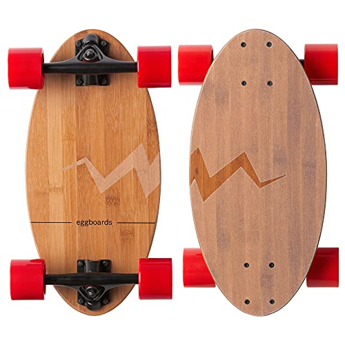 Eggboards Mini Longboard Cruiser Skateboard Complete | 19'' x 9'' | Portable Bamboo Cruiser Board. Easy to Carry, Smooth to Ride. Short Long Boards Skateboards for Adults, Beginners, Kids Skateboard.