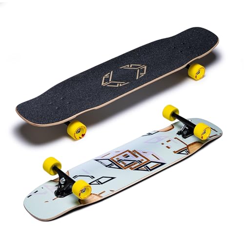 Loaded Boards Tesseract II Longboard Freeride Freestyle Sliding Skateboard (Complete - Orangatang 65mm Fat Free 86a Wheels, Paris V3 165mm 50° Trucks, Spectra Graphic)