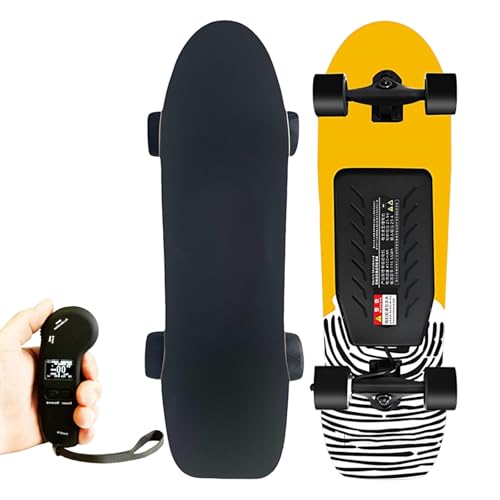PRECISTECH Electric Skateboard Longboard, Portable Electric Skateboard Adult, Remote Longboard, Adjustable Velocity, 4 Velocity, Cruise Adjustment, Beginner(A,Single Drive)