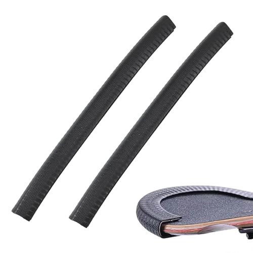 Runseaway 2Pcs Skateboard Deck Guards Protector, Longboard Edge Protection, Black Rubber Bumpers, Shock Absorbing Nose & Tail Guard Strip, Non-Collision Bar for Kids, Beginners, Boys, Girls