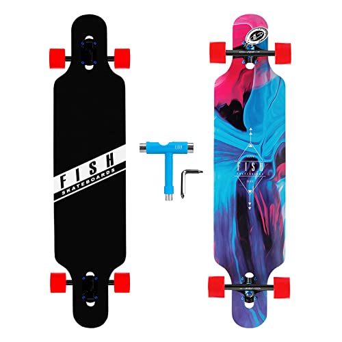 Long Board Skateboard for Adults Teenagers Kids Ages 6-12 Adults Men Women Complete Skateboard Cruiser for Cruising Carving Free-Style and Downhill 41 Includes High-Speed Bearings & T-Tool