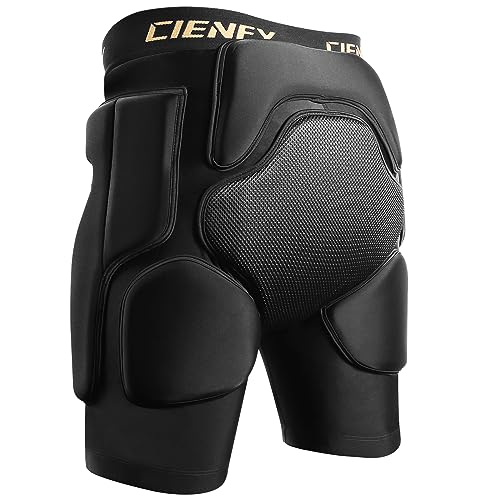 Cienfy 3D Hip Protective Padded Shorts EVA Tailbone Pad Impact Gear for Skiing Skating Snowboarding Skateboarding (Medium)