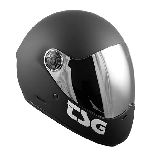 TSG - Pass Pro Solid Color Full-face Helmet, Matt Black w/Two Visors | Downhill Skateboarding, E-Skating, E-Onewheeling, Longboarding | Hardshell Fiberglass | Anti Scratch, Anti Fog, Distortion Free
