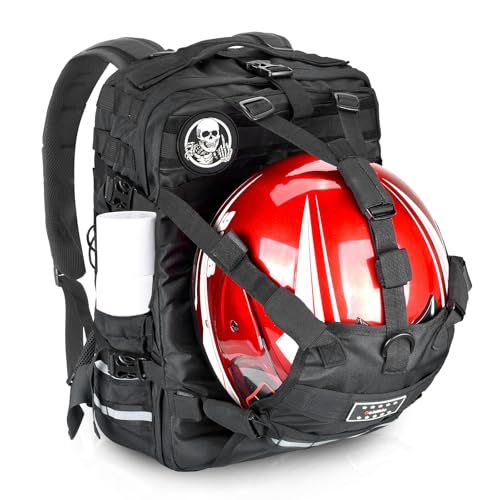 Goldfire Motorcycle Backpack, Large Capacity Cycling Riding Helmet Backpack for Men Women,Waterproof Tactical Helmet Holder/Storage Bag, School Backpack Also Fit Basketball Football Soccer